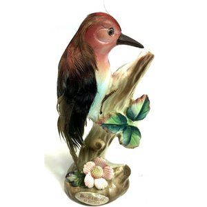 Vtg BIRDS OF A FEATHER Porcelain Woodpecker Bird Figurine Enesco Made In Japan